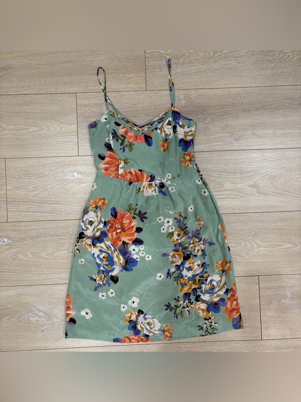 Anthropologie Moulinette Soeurs Verdant 100% Silk Floral Slip Dress Size 2
